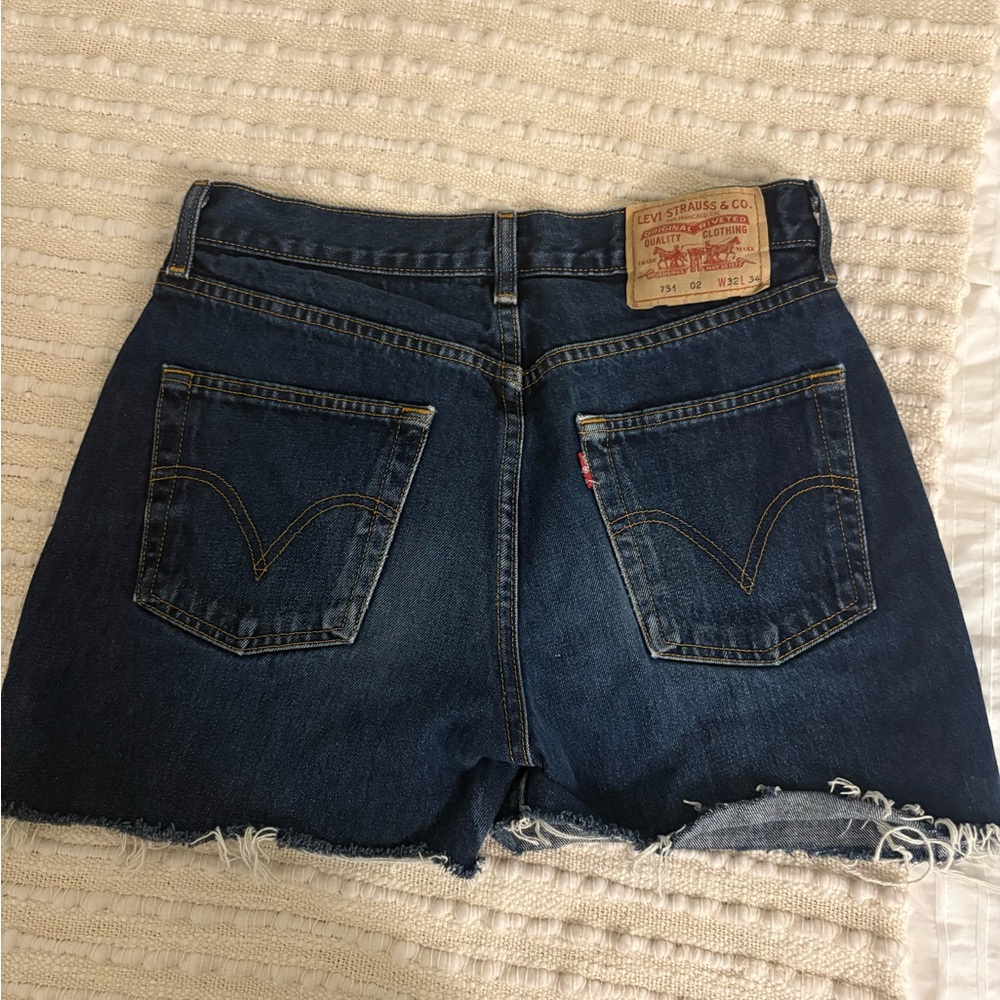 Levi's Women's Dark Blue Denim Cutoff Shorts with Raw Hem